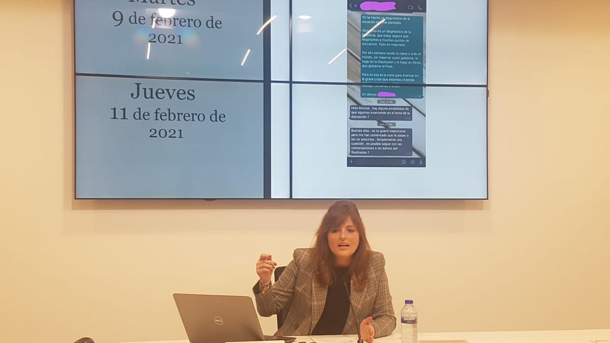 Montse Lama en la rueda de prensa en la Diputación. // FdV