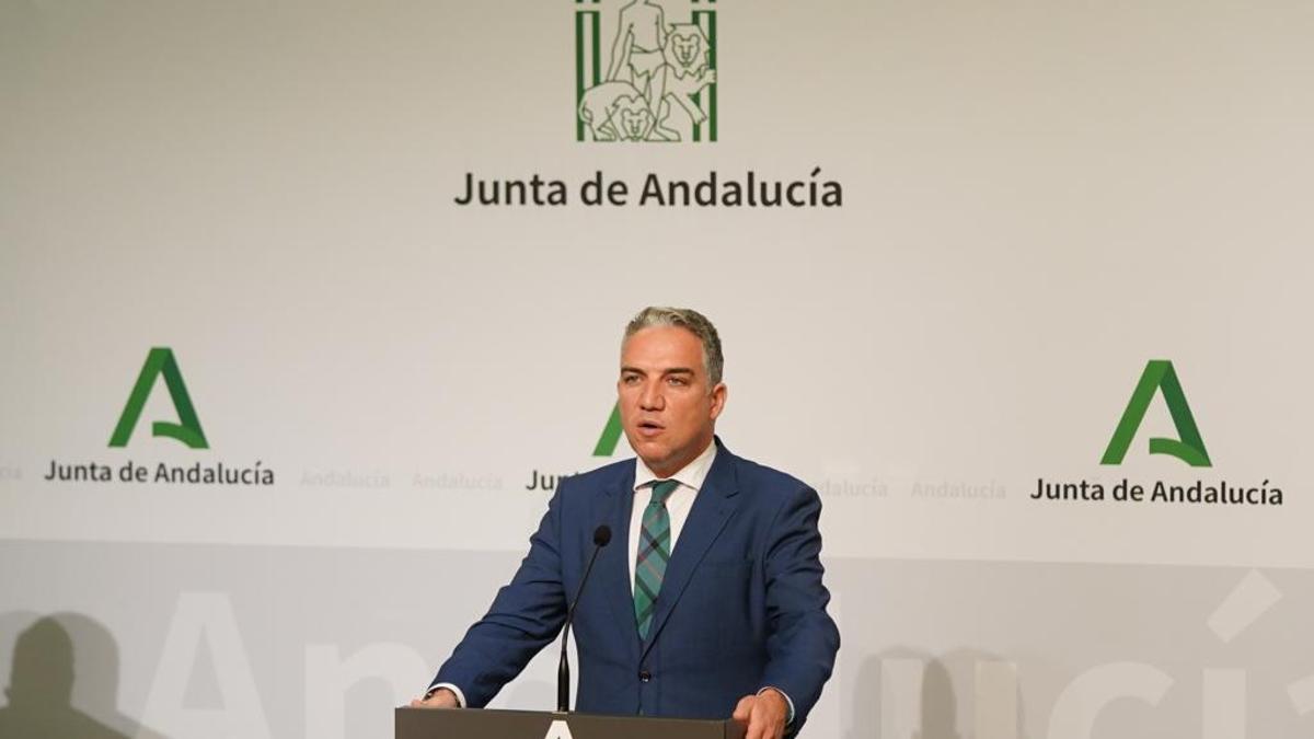 Elías Bendodo, en la rueda de prensa posterior al Consejo de Gobierno de la Junta.