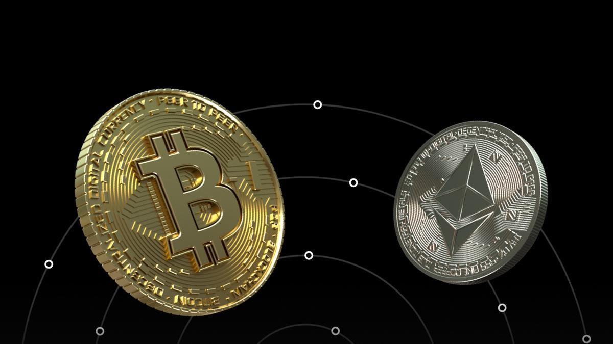 Representació de bitcoin i ethereum.