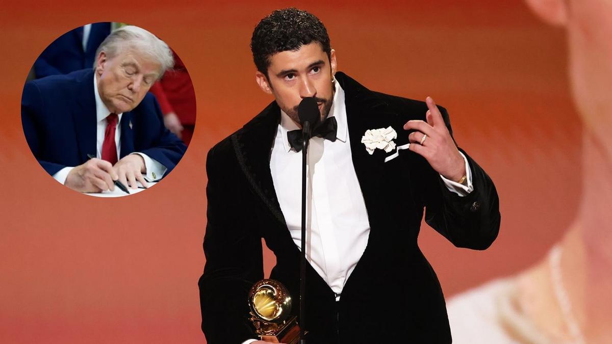 Bad Bunny, durante el discurso de los Grammy