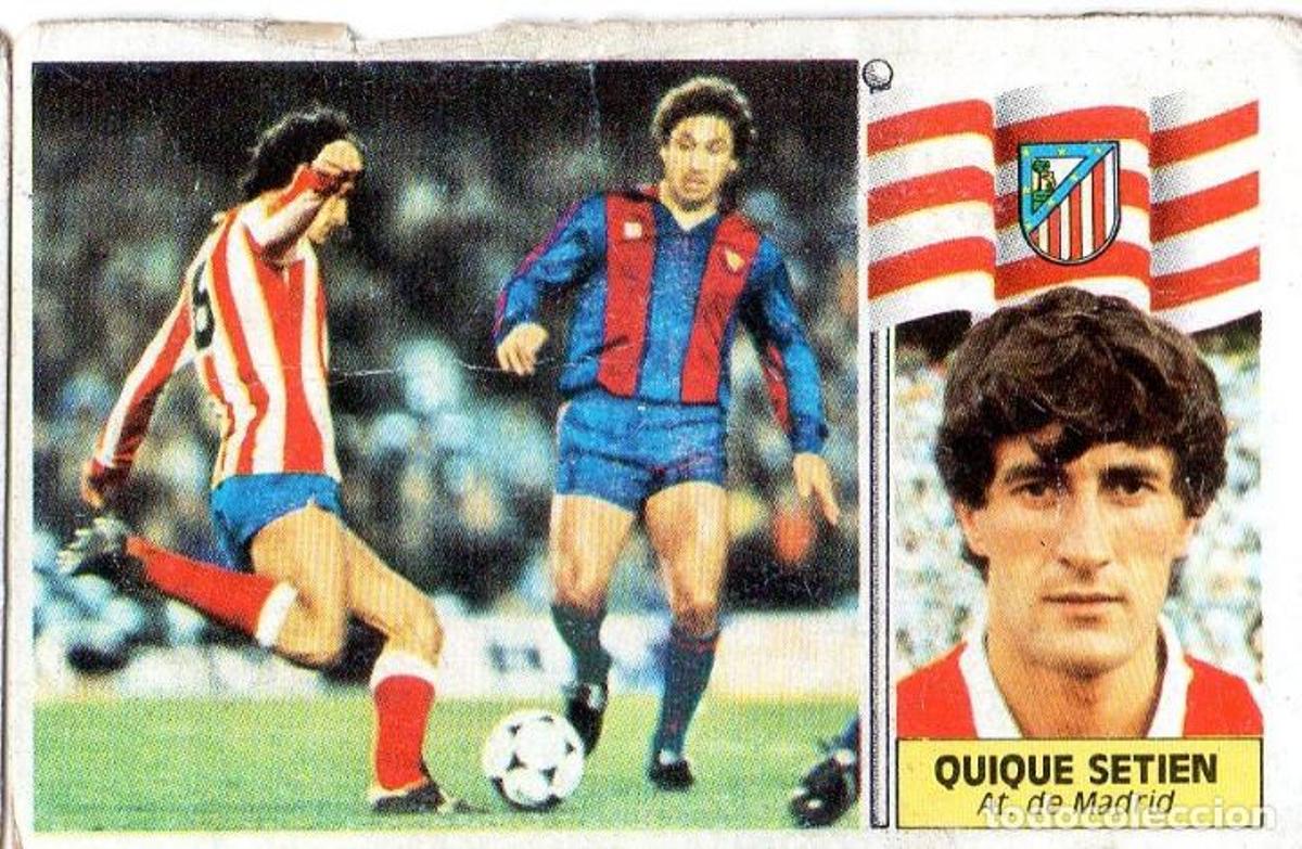 Cromo de Quique Setién como jugador del Atlético de Madrid, a mitad de la década de los 80.