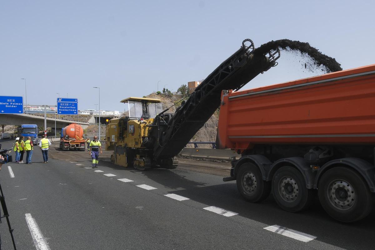 Trabajos de impermeabilización del viaducto el pasado mes de agosto.