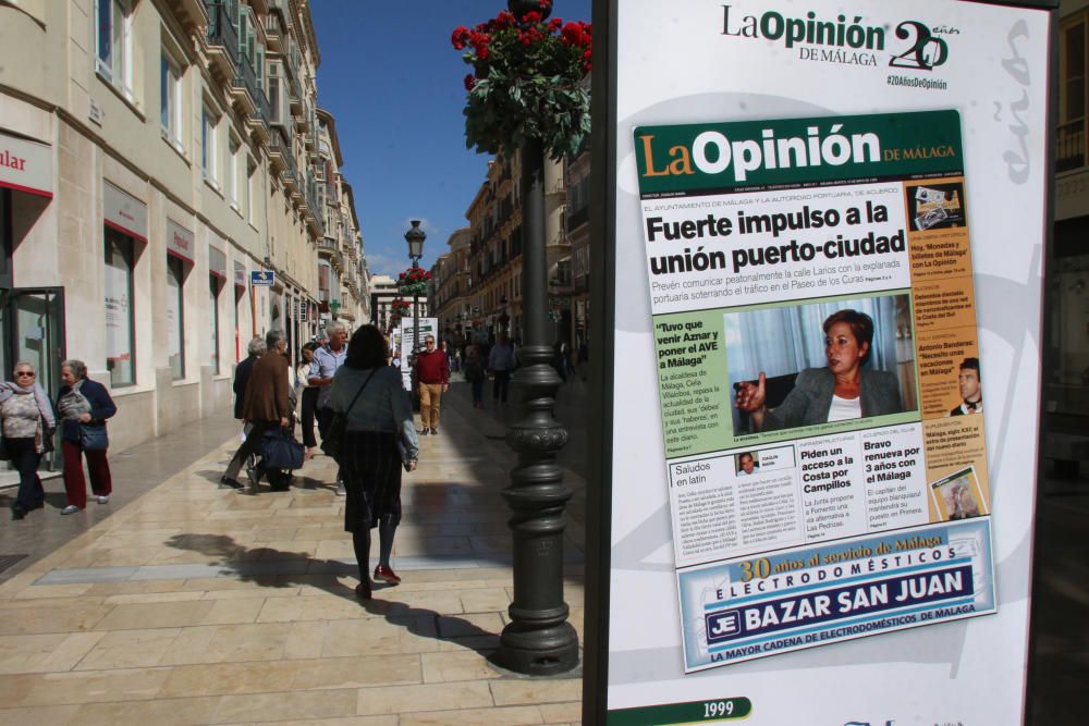 Exposición por el 20 aniversario de La Opinión de Málaga en la calle Larios