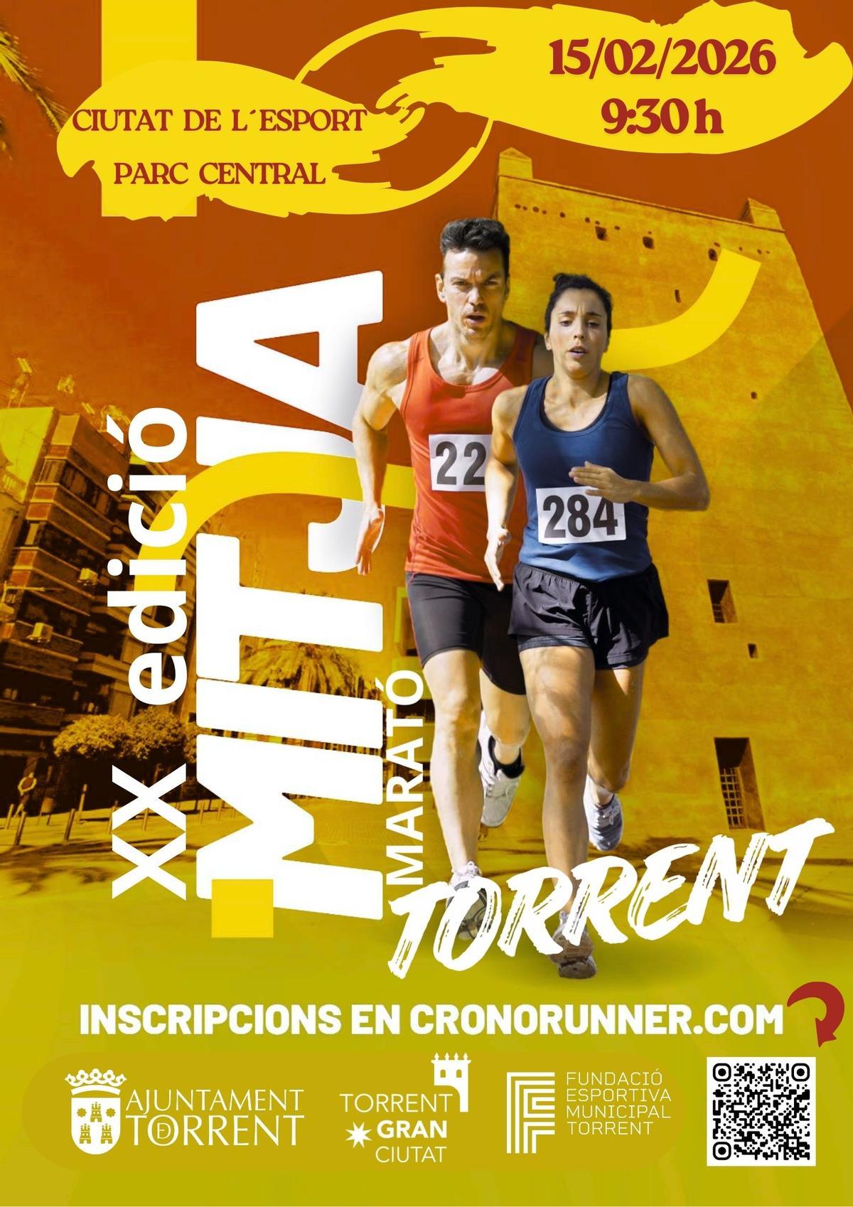 Cartel media maratón de Torrent 2026.