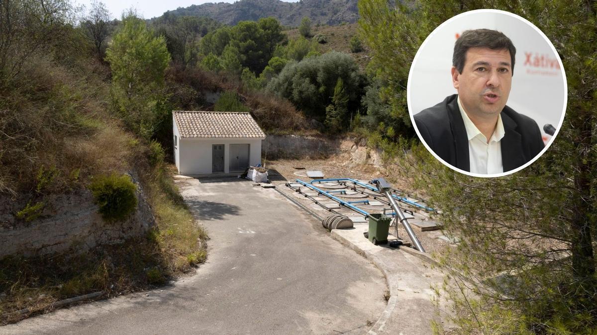 La depuradora de Mistero, en una imagen de ayer. En el círculo, el concejal Ignacio Reig.