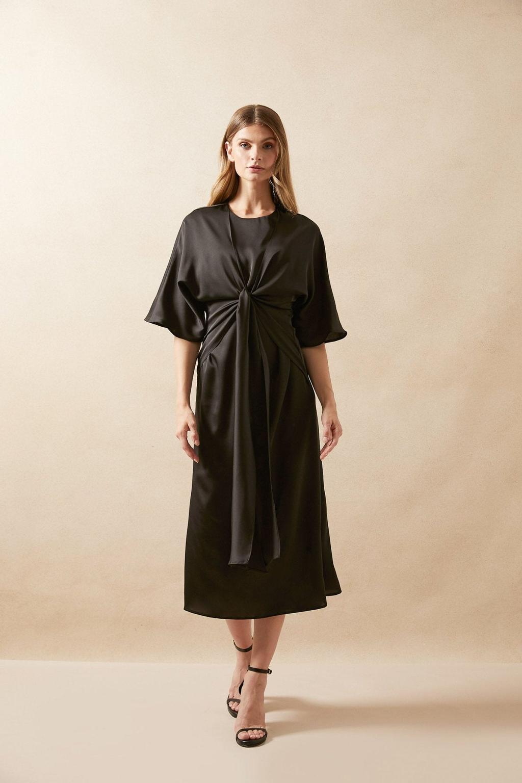 Vestido negro midi Eclipse de Bimani