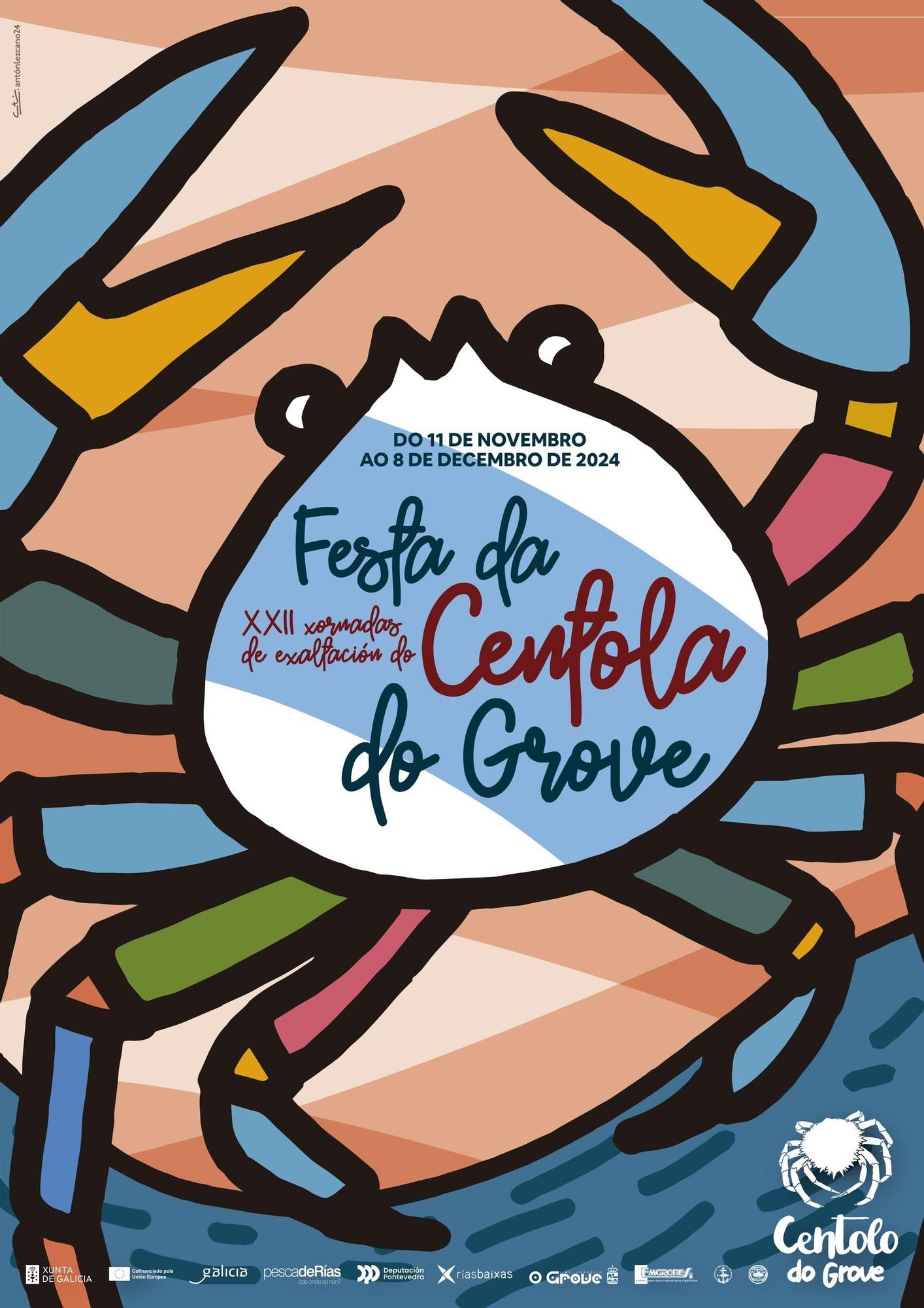 Cartel de la XXII edición de la Festa da Centola de O Grove, que se acerca a su recta final.