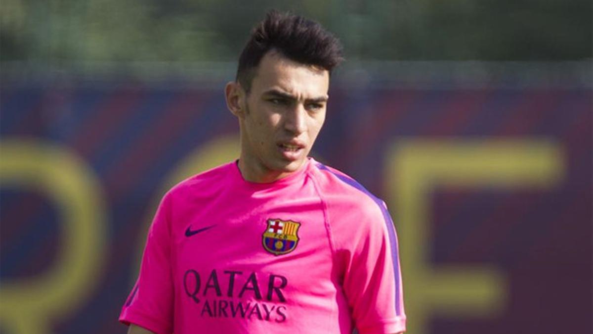 Munir, en un entrenamiento del Barça