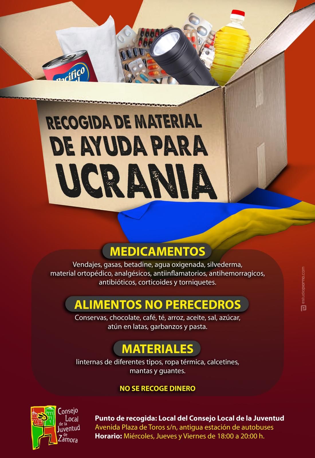 Recogida de material de ayuda para Ucrania impulsada por el Consejo Local de la Juventud de Zamora.