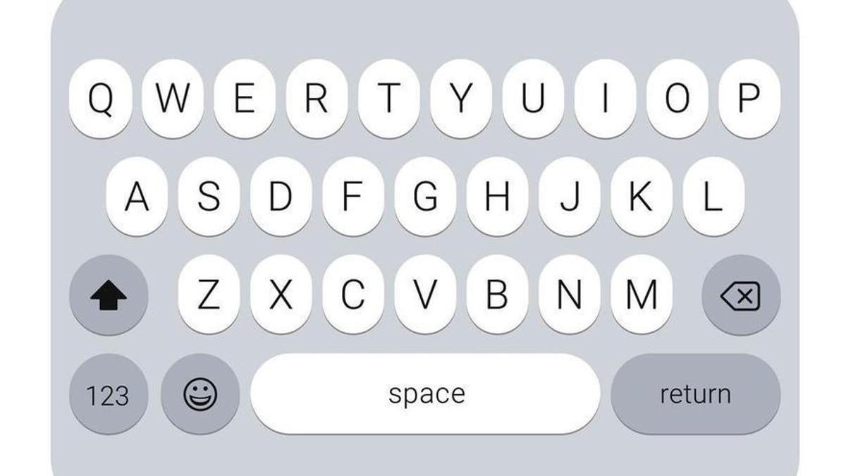 Letras mayúsculas en el teclado de un teléfono móvil.
