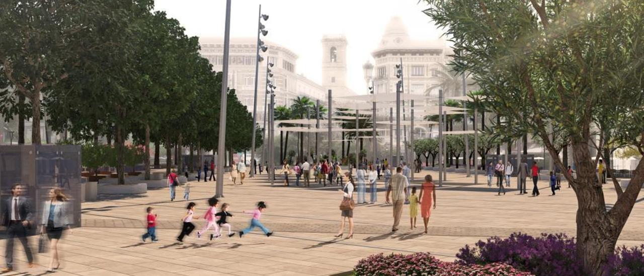 Proyecto de reurbanización de la Plaza de la Reina, que será peatonal.