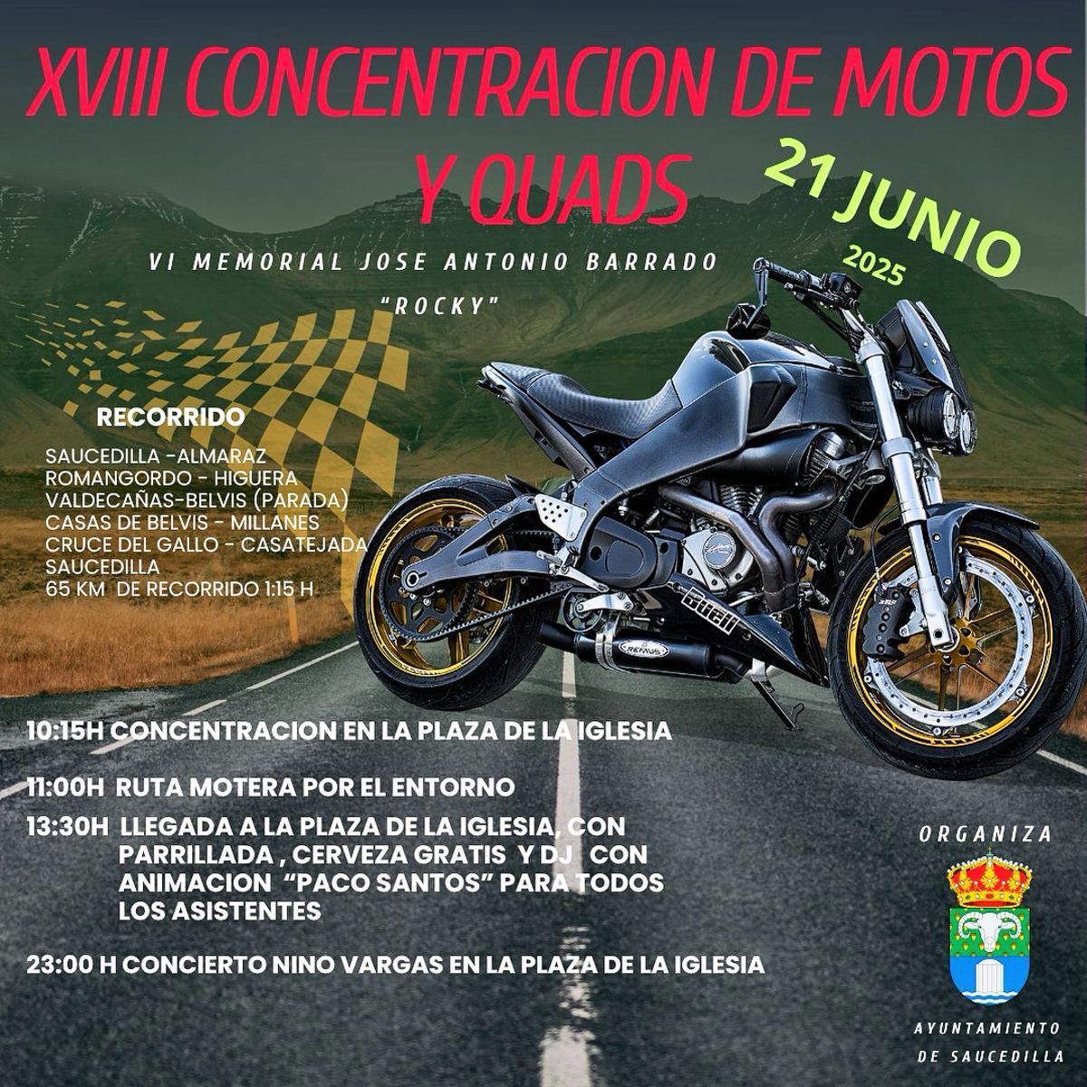 Cartel de la concentración de motos y quads.
