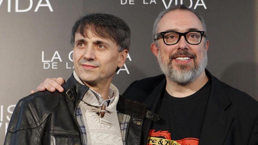 José Mota y Álex de la Iglesia durante la presentación a la prensa de &quot;La chispa de la vida&quot;.