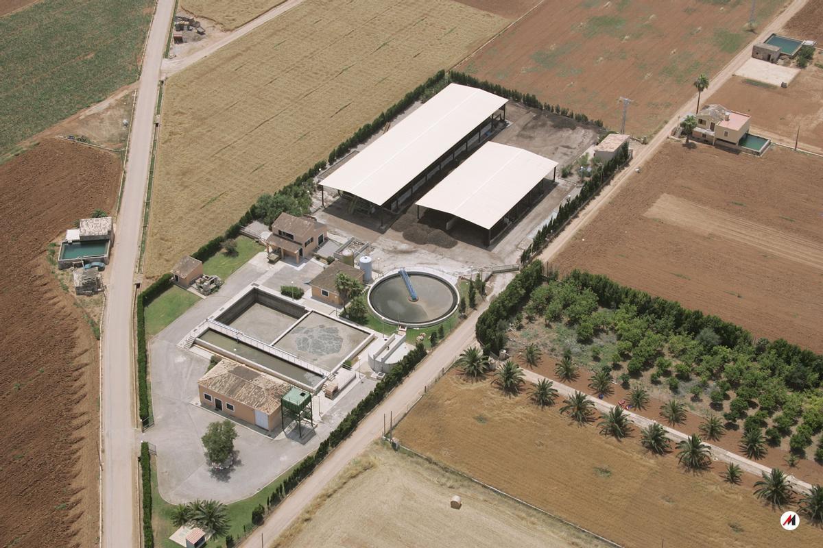 Una imagen aérea de la estación depuradora de sa Pobla.
