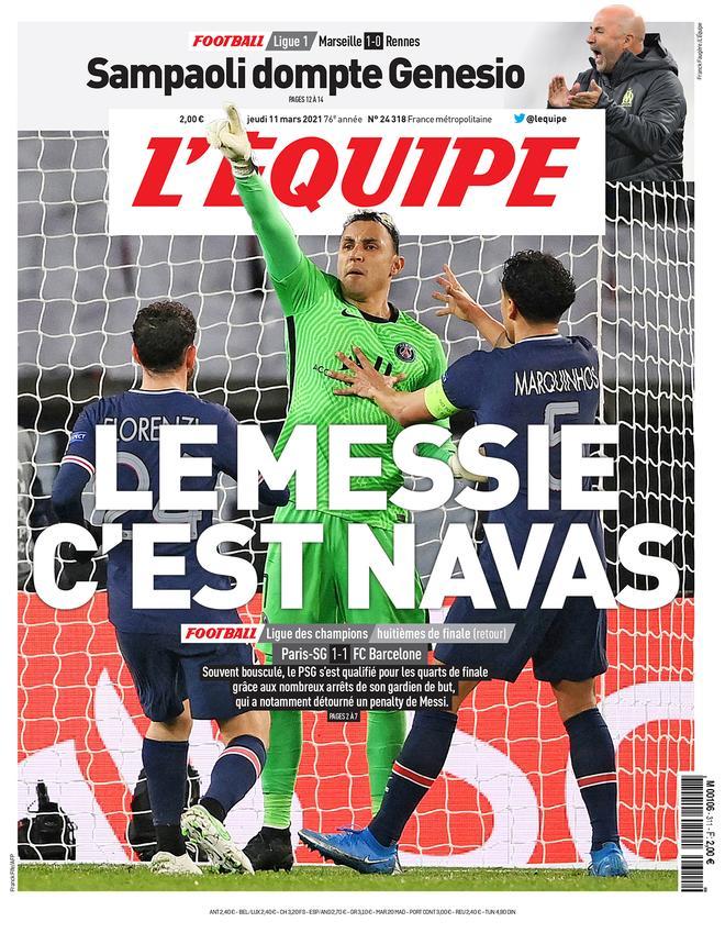 La portada de LÉquipe del 11/03/21