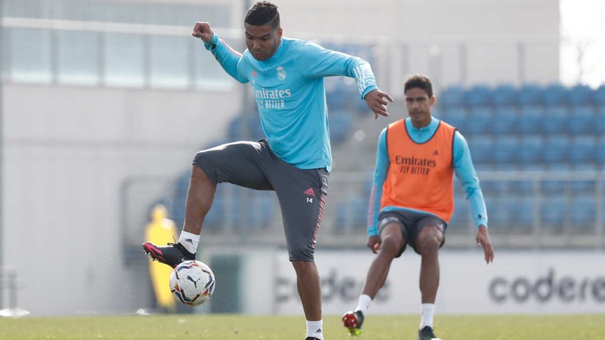 Casemiro, durante el entrenamiento de hoy.