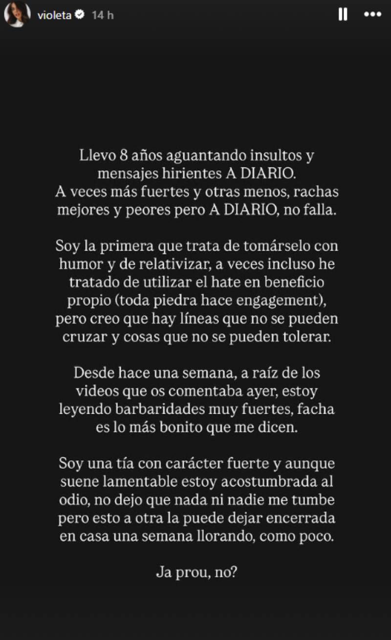 Violeta se cansa de los insultos y responde tajantemente