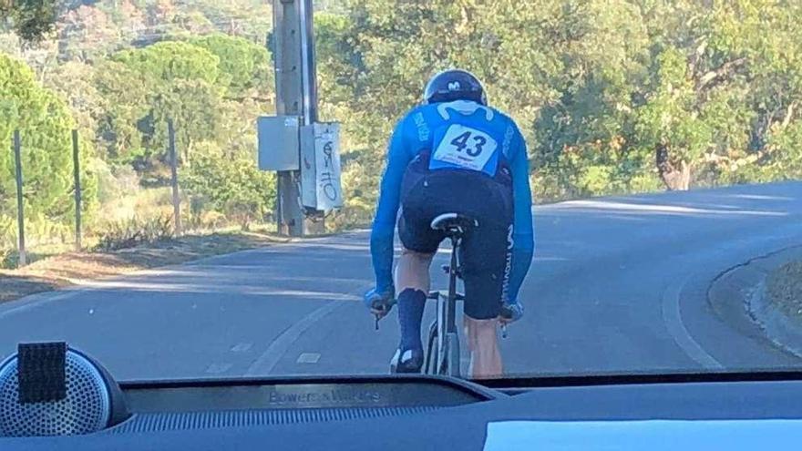 El zamorano, entrando en la meta en la contrarreloj de la Volta ao Algarve.