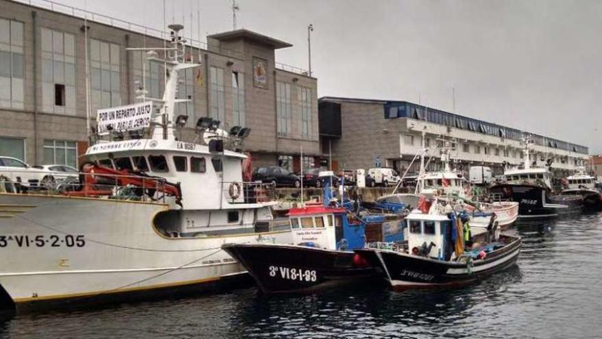 La flota de cerco amarrada en el puerto de Vigo. // A.A.