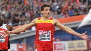 Bruno Hortelano, en la carrera de 200 en la que ganó el campeonato de Europa, en julio pasado.