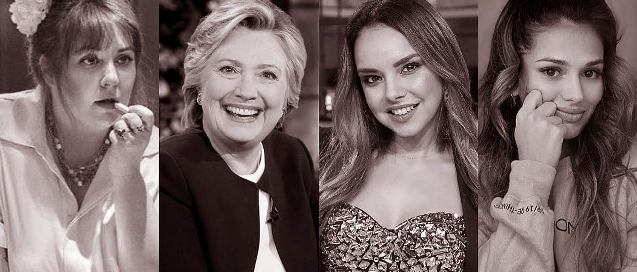 De izquierda a derecha, Lena Dunham, Hillary Clinton, Chenoa y Sara Sálamo, que han explicado su experiencia con la endometriosis. /