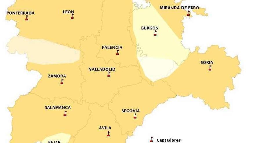 A la izquierda, mapa de previsión de gramíneas. A la derecha, del plátano de sombra.