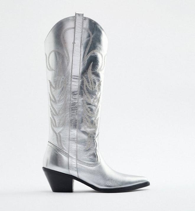 Botas cowboy metalizadas Zara