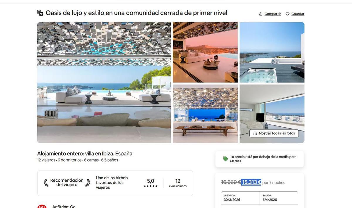 Anuncio de Villa Mediterranean en Aribnb.