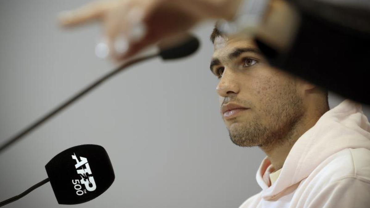 Carlos Alcaraz, durante la rueda de prensa