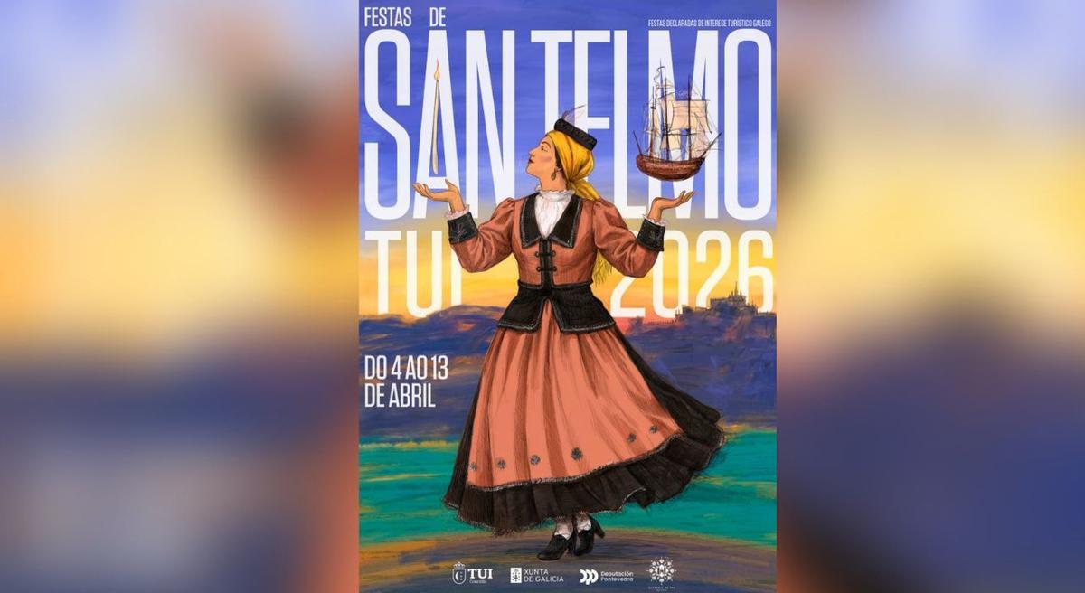 Cartel del artista Carlos Fer para las Festas de San Telmo 2026 de Tui.