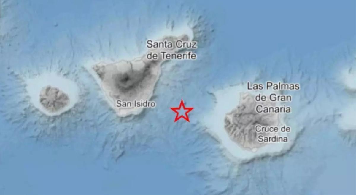 Terremoto mágnitud 4.3 entre Tenerife y Gran Canaria.