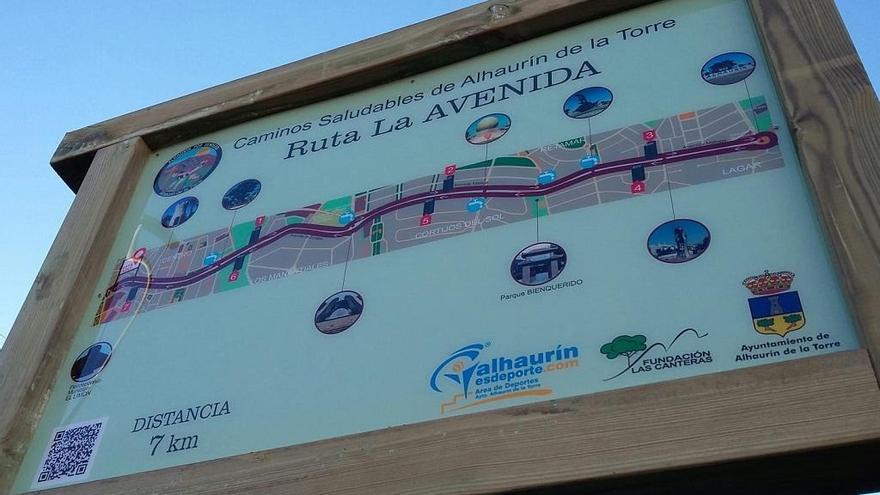 Uno de los paneles informativos que conforman la red de Rutas Saludables de Alhaurín de la Torre