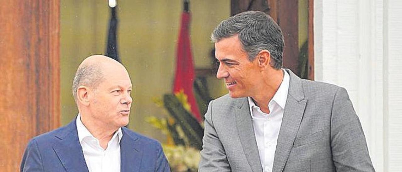 Pedro Sánchez, ayer con su homólogo alemásn Olaf Scholz.