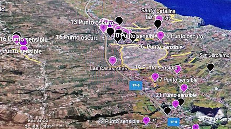 Tacoronte sitúa en un mapa los 75 puntos de mayor peligro para las mujeres