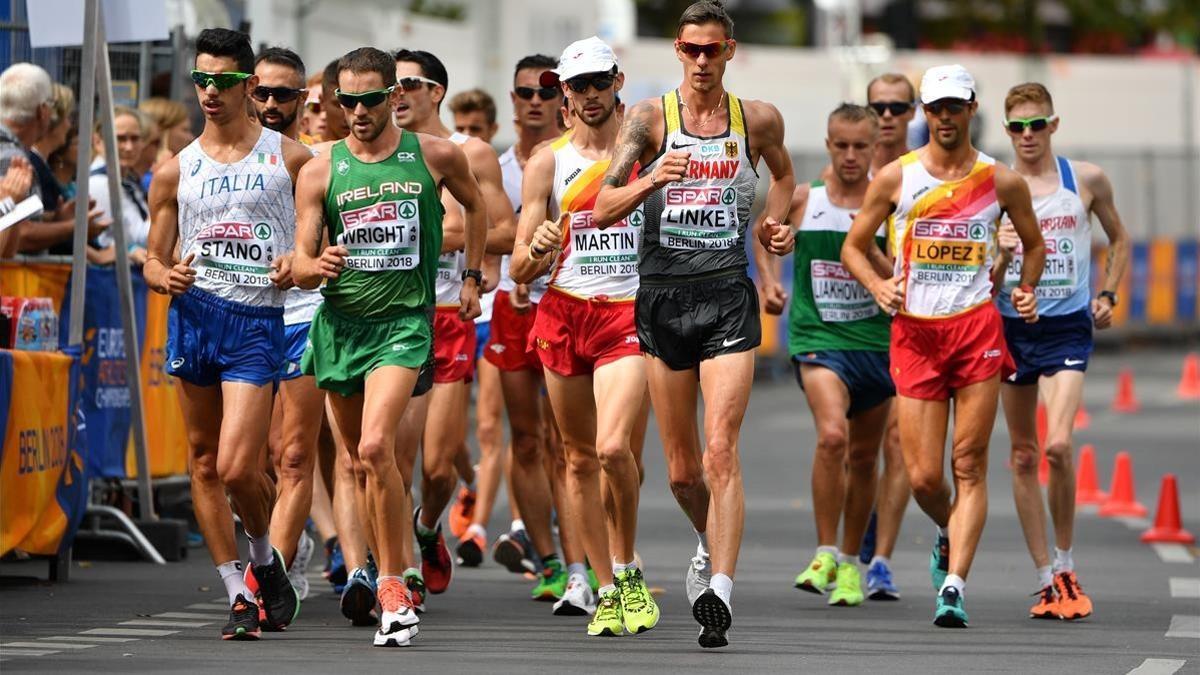 Álvaro Martín, en el grupo delantero, antes de destacarse y ganar el título europeo en Berlín.