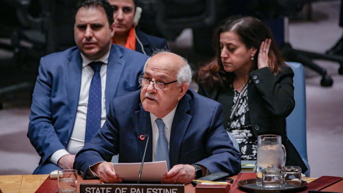 25/03/2025 April 29, 2025, New York, New York, USA: RIYAD MANSOUR, Permanent Observer of the State of Palestine to the UN speaks at a UN Security Council meeting on the situation in the Middle East, including the Palestinian question, expressing concern over the growing death toll and the diminishing prospects for a ceasefire. Emphasizes that ending the conflict is essentialâ€”not only for regional stability, but as part of a broader effort to foster global peace. POLITICA Europa Press/Contacto/Bianca Otero