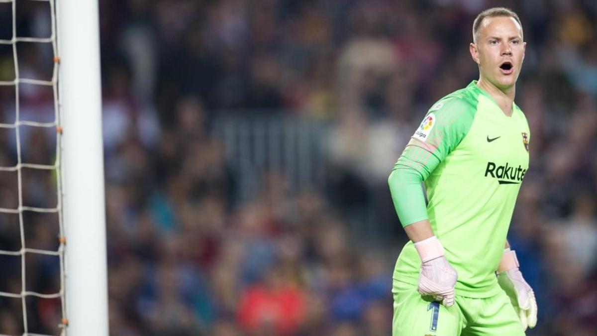 Ter Stegen durante el partido de liga entre el FC Barcelona y el Sevilla