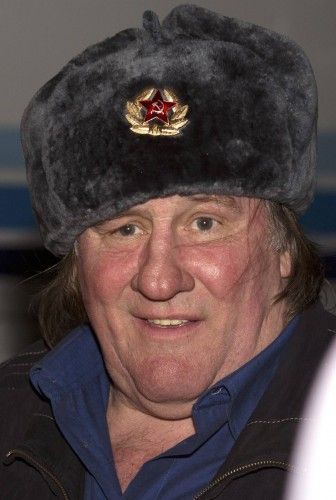 Gerard Depardieu con un gorro tradicional ruso