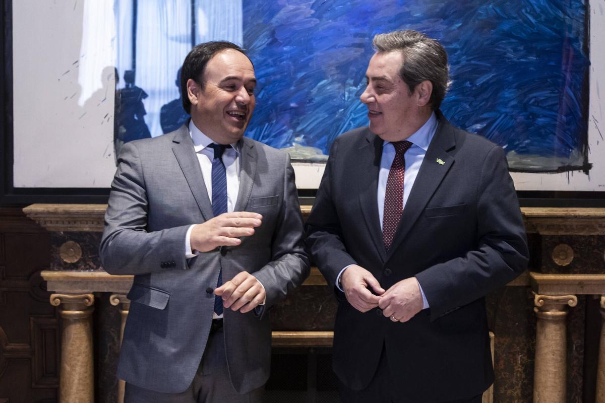 Valencia. VLC. Reunion del President de la Generalitat Valenciana Juan Francisco Perez Llorca con el Sindic de VOX Jose Maria Llanos