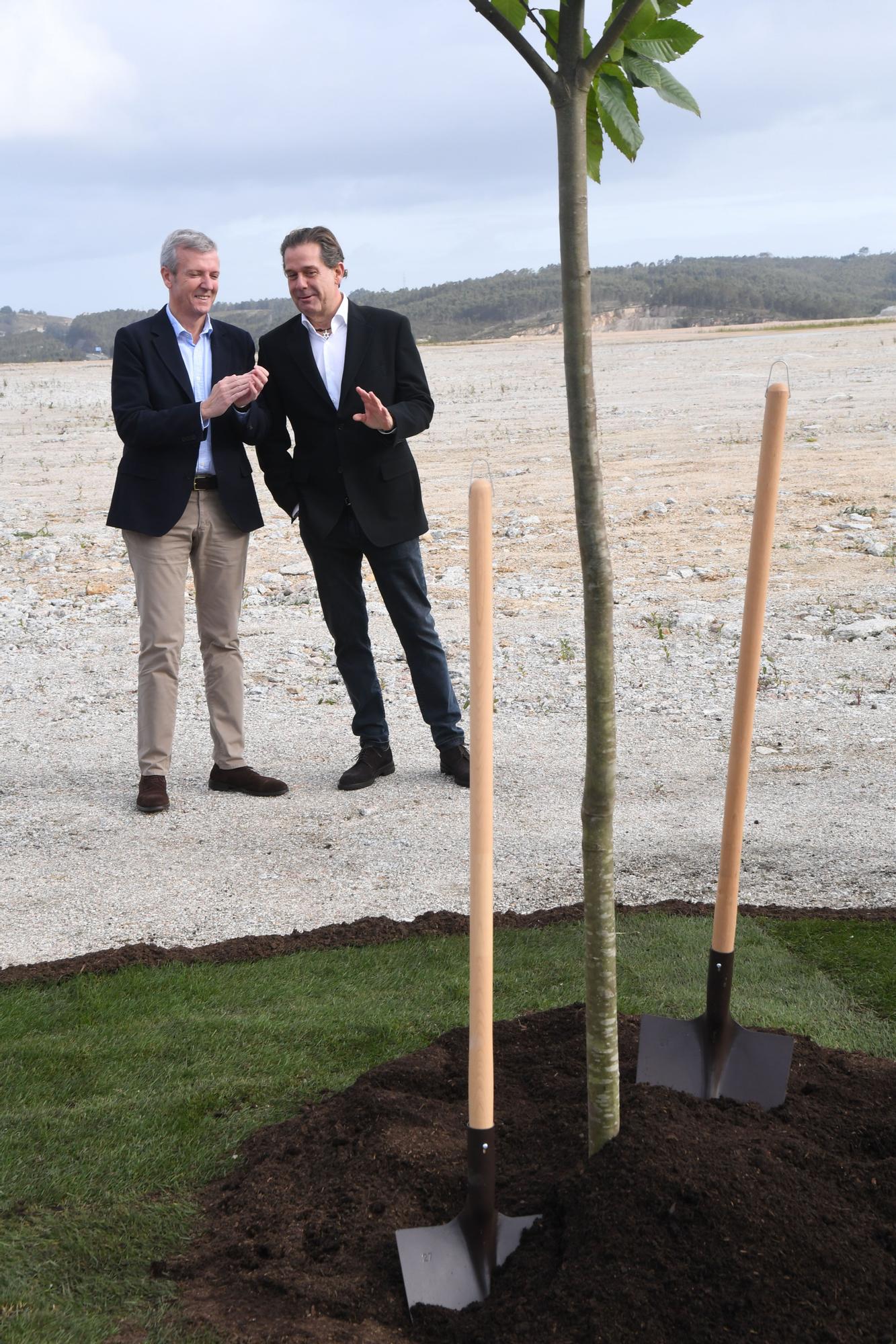 Primera piedra de la nueva fábrica de Estrella Galicia en Morás (Arteixo)