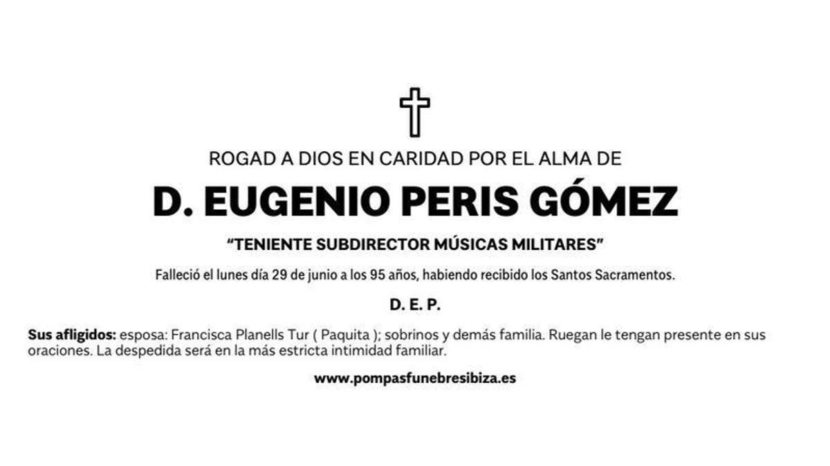Esquela Eugenio Peris Gómez