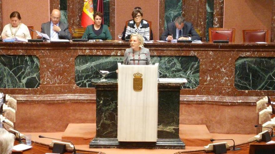 La consejera de AGricultura y Medio Ambiente, Adela Martínez Cachá durante la sesión de la Asamblea de este jueves