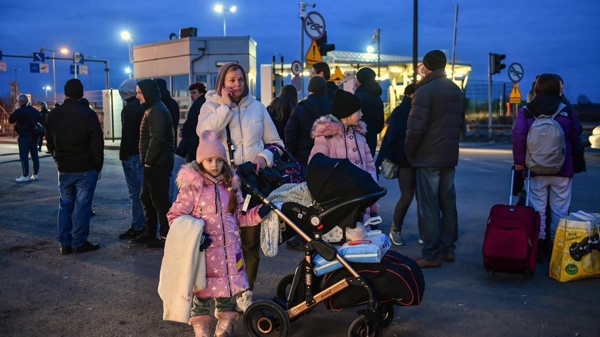 Refugiados ucranianos llegados a Polonia.