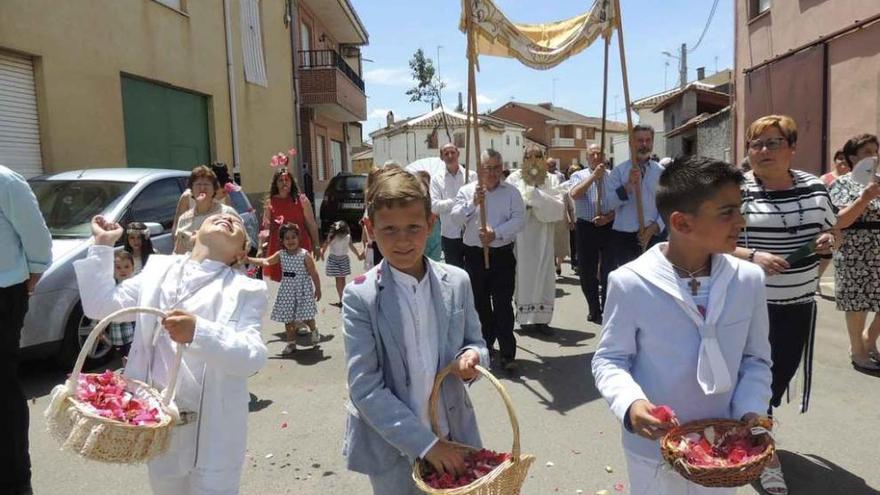 Un momento de la procesión por las calles de San Pedro de la Viña.