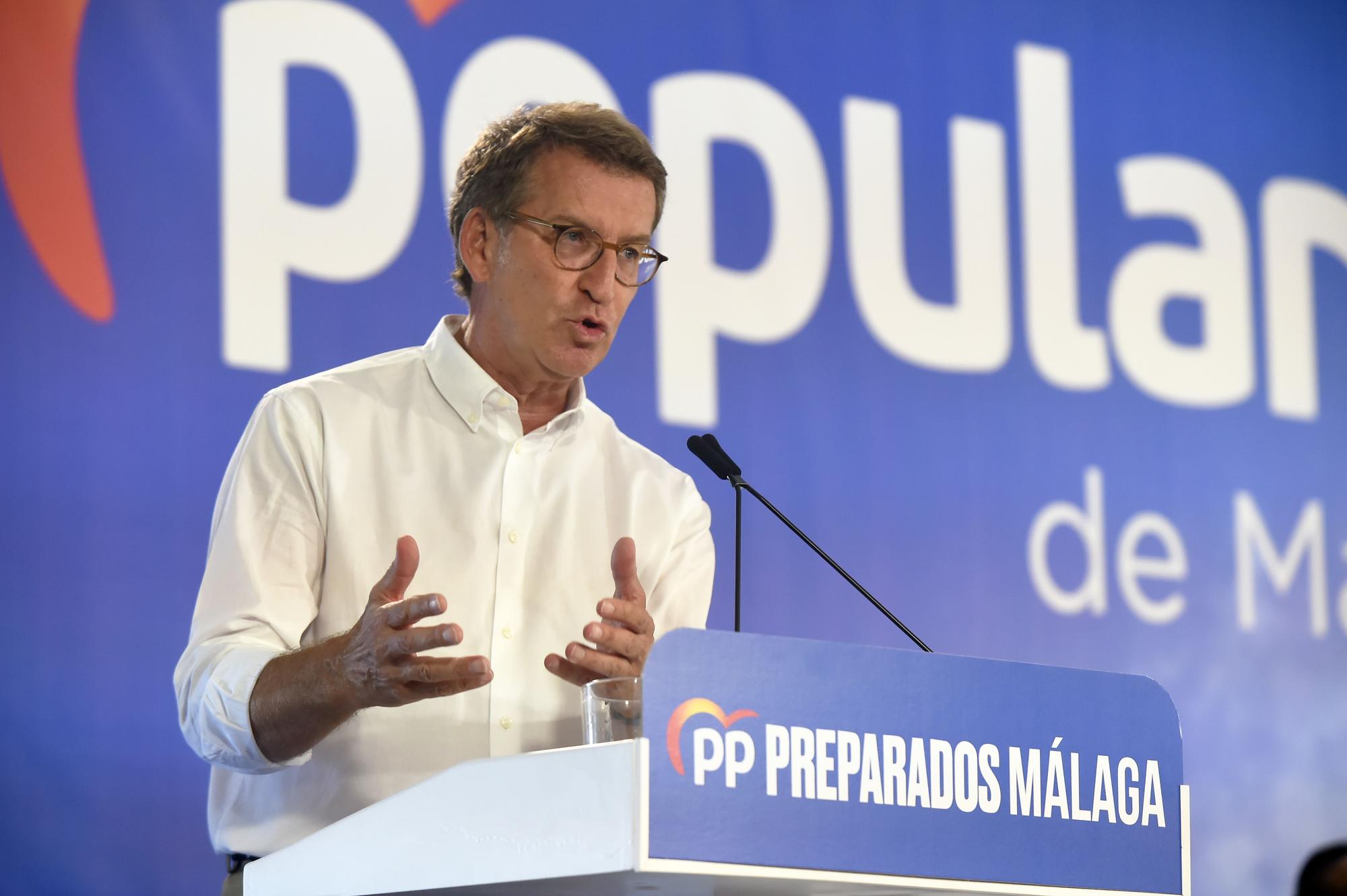 Feijóo durante la junta directiva del PP de Málaga.