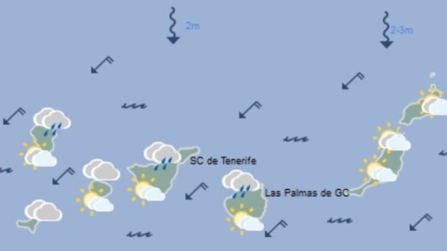 La lluvia continúa amenazando a Canarias este domingo