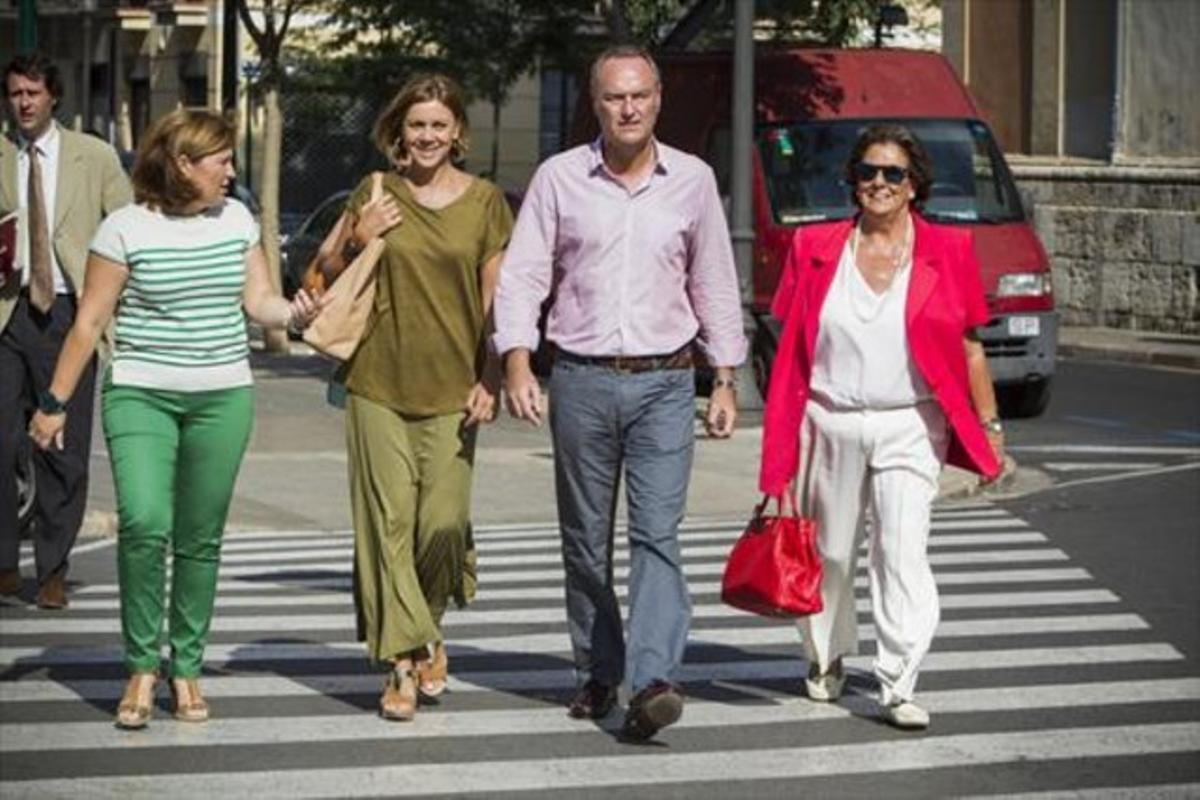 Bonig, Cospedal, Fabra i Barberá, ahir a València.