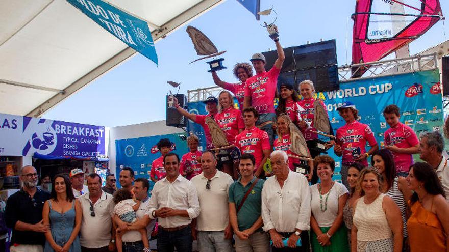 Podio final del Campeonato del Mundo de Windsurf de Fuerteventura.