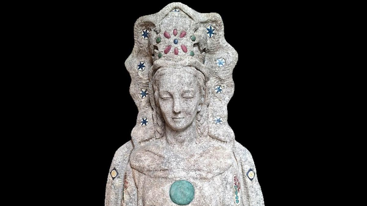 Imagen de la pieza superior de la escultura tras los trabajos de restauración.