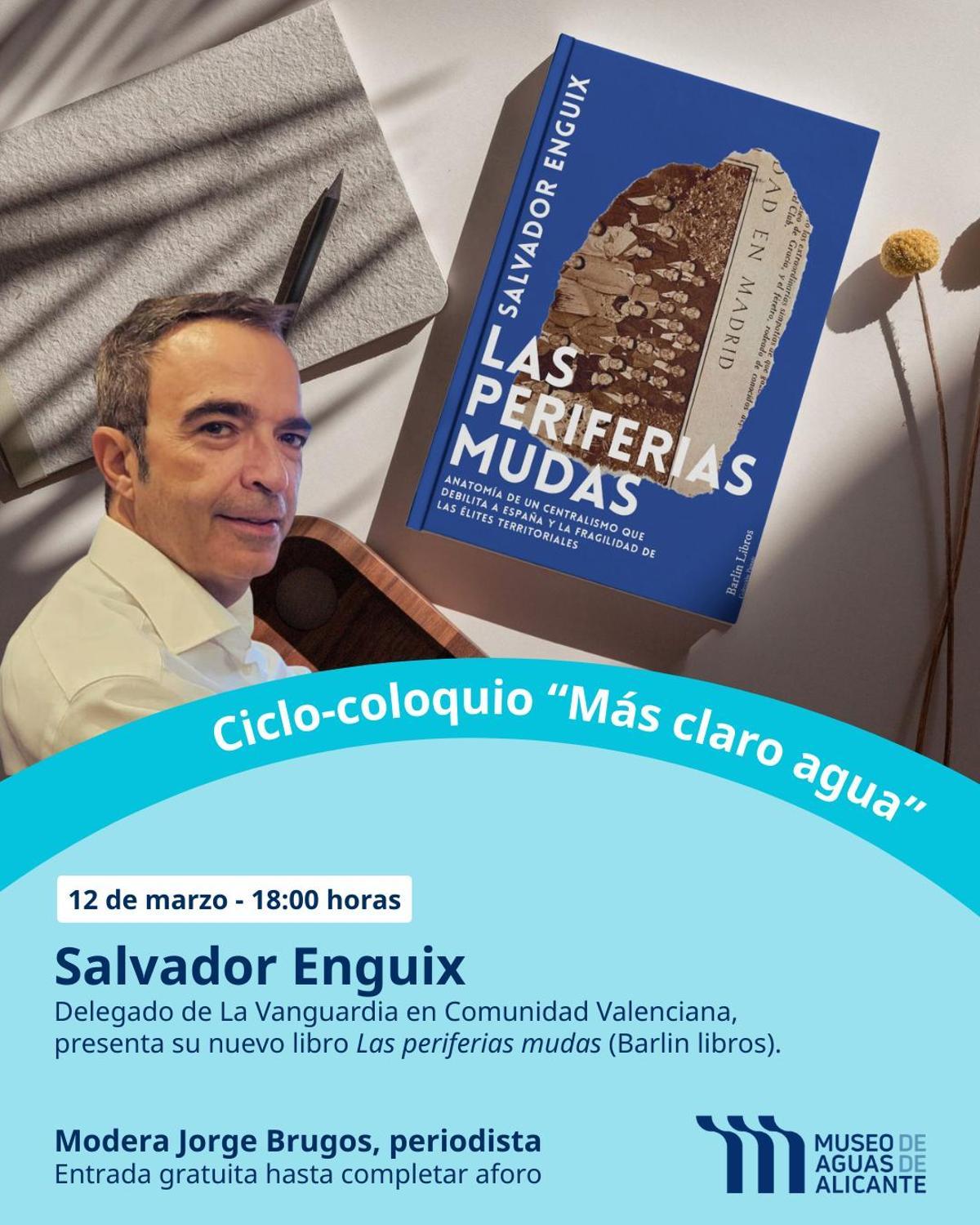 Salvador Enguix, al costat de la portada del seu llibre